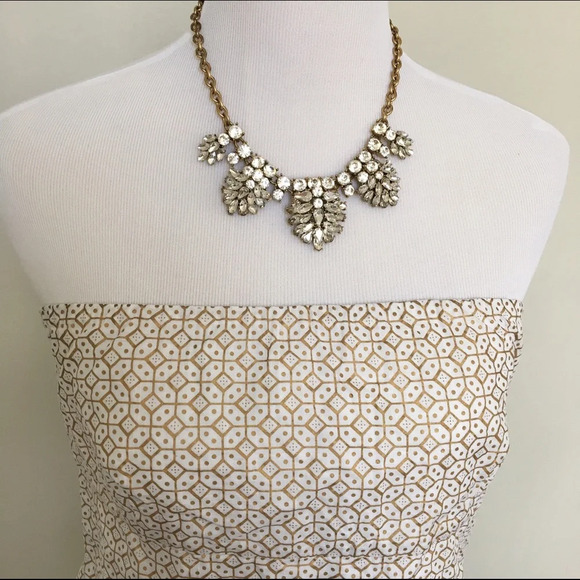 J. Crew summer cotton strapless long tube top zip side cream w gold copper Sz10 - Picture 2 of 10